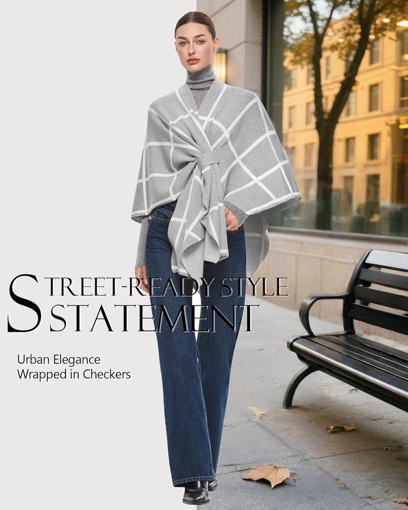 Puli Women's Elegant Shawl Wraps Soft Open Front Poncho Sweater for Spring Fall Winter - Image 3